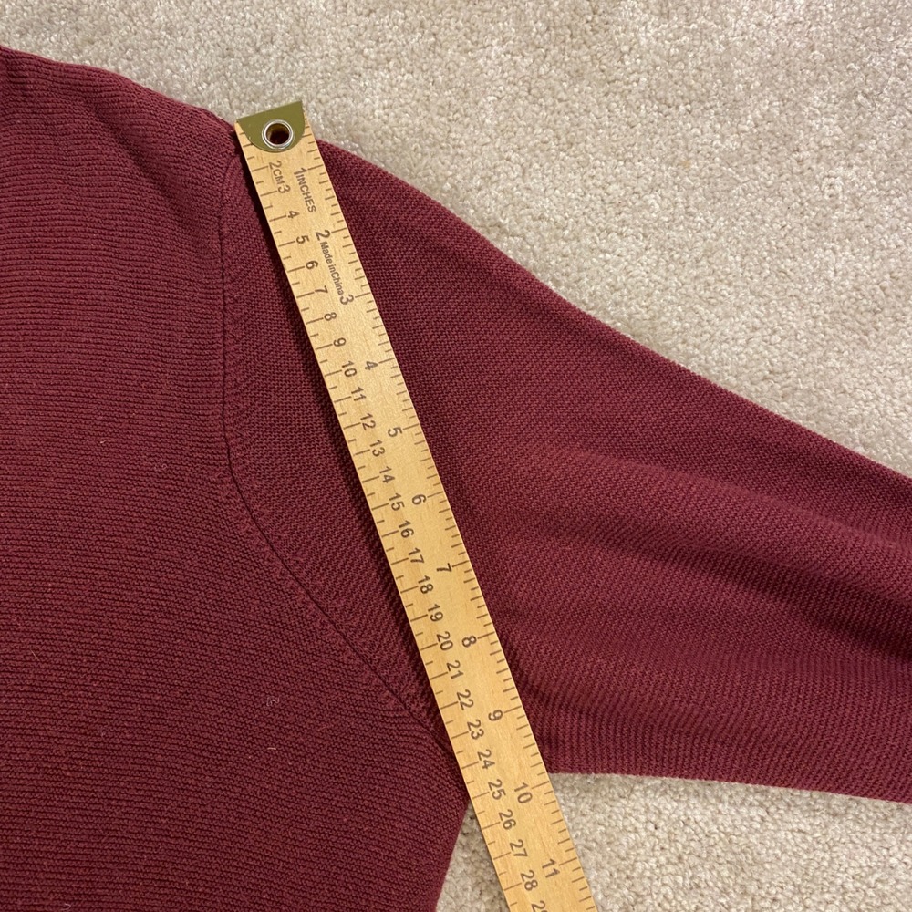 Pure Jill Sweater Womens Large Burgundy V-Neck Tiered Hem Cotton Blend Tunic - Picture 6 of 9